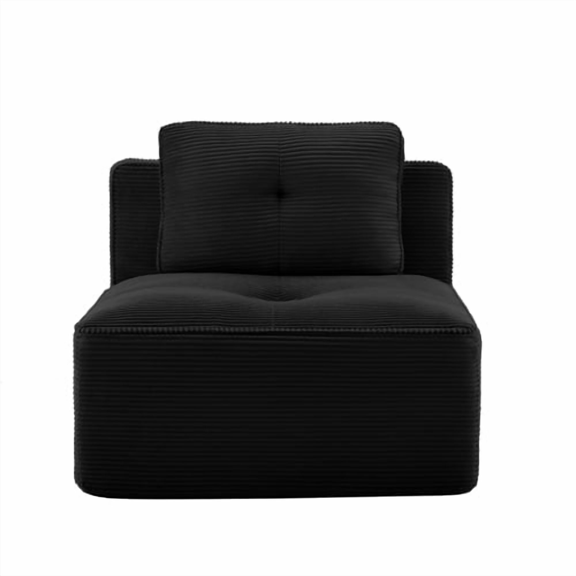 Anpport Armless Sofa with Pillow Corduroy, Modular Sectional Couch, for Small Living Room, Apartment-Black