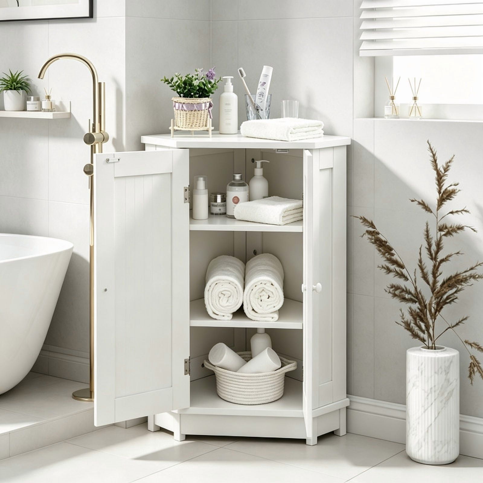 Kitchen Corner Storage Rack Anpport Bathroom Corner Storage Cabinet, 24.80
