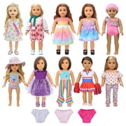 Anpro 22Pcs American 18 inch Doll Clothes and Accessories for 18 inch Girl Doll, Including 10 Unique Styles Complete Sets of Clothing for Age 3+ Kids Girl