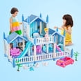 thumbnail image 1 of Anpro Blue Dollhouse Pretend Play Set for Kid, Big Villa Princess Castle, 5 Rooms Dollhouse with Doll Toy Figure for Age 3+ Boys and Girls Play House Gift Toys and Christmas, 1 of 8