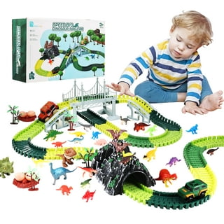  TOYLI Dinosaur Race Track Set 182 Pieces, Dino Track Flexible  Dinosaur Road Race Playset with Bridge, Ramps, Dinosaur Track Toy Set is a  Great 3 Year Old boy Gift. : Toys