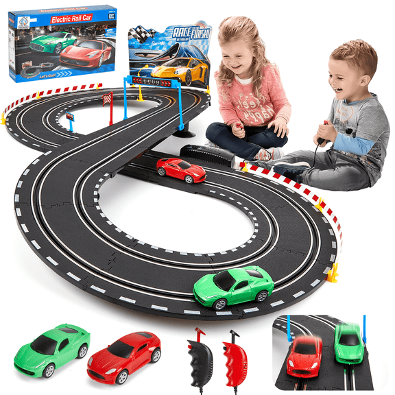 Petbank Slot Car Race Track Sets, 20ft Dual Race Car Track with 2 High-Speed Cars, 2 Electric Controller, Electric Slot Car Track Toy for Girls Boys Age 4-12