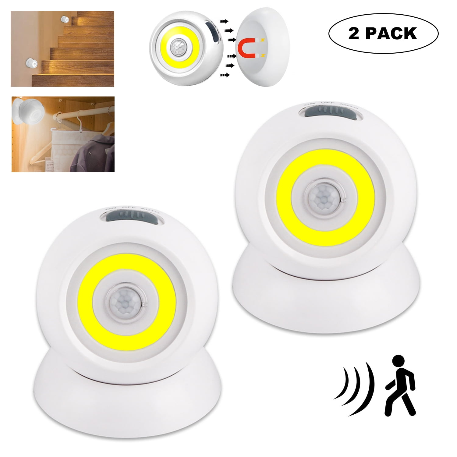 Anpro Motion Sensor Lights Indoor, 360°Motion Activated Portable COB ...