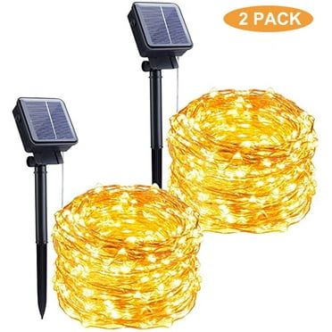 Anpro Outdoor Solar String Lights (2 Pack ), 33Ft 100 LED Copper Wire Fairy Lights Waterproof Solar Powered Decoration Lights