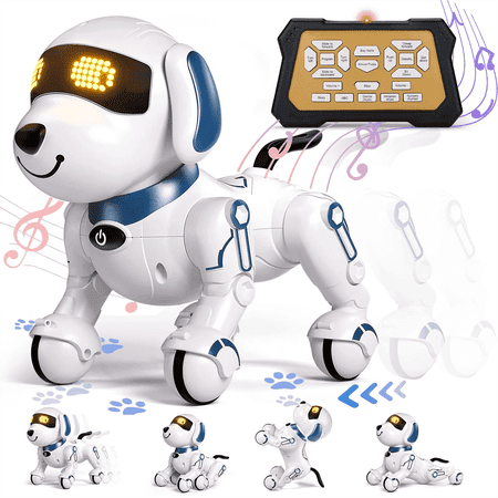 Anpro RC Robot Dog Toy for Kids, Programmable Smart Interactive Robot Toy with Sound and LED Eyes, Best Gift for Toddlers Boys Girls