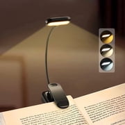 Book Light, Rechargeable Clip-On Reading Lights for Books, 3 Color Temperatures & 3 Brightness Levels, 40H Battery, Flexible Gooseneck, Reading Lights for Books in Bed