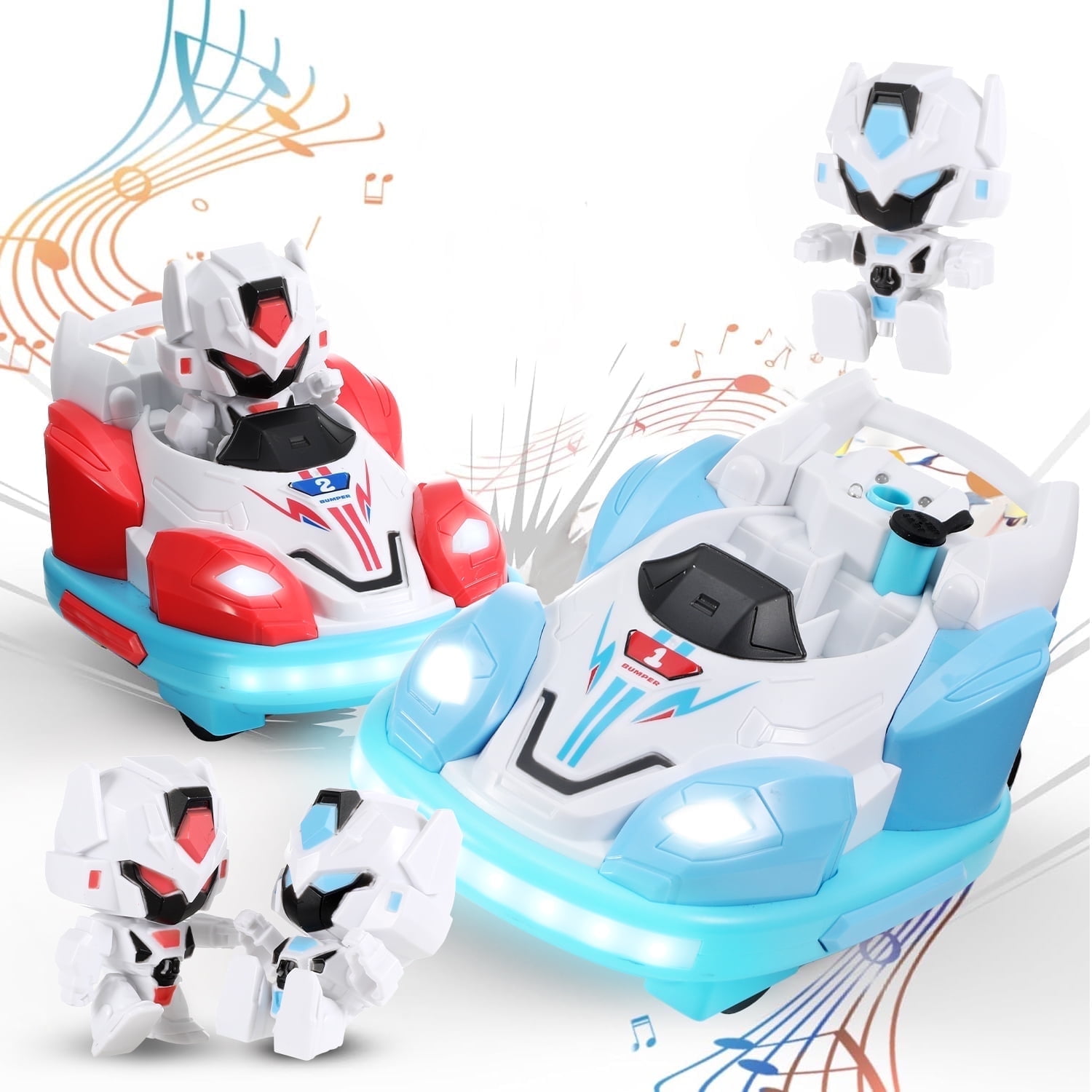 Anpro Remote Control Car for Toddlers, Kids RC Ejecting Bumper Car with Music LED Lights Spray, RC Cartoon Car Speed Bumper Cars Toys Set of 2 Players for Boy Girls 3-10 Years Old