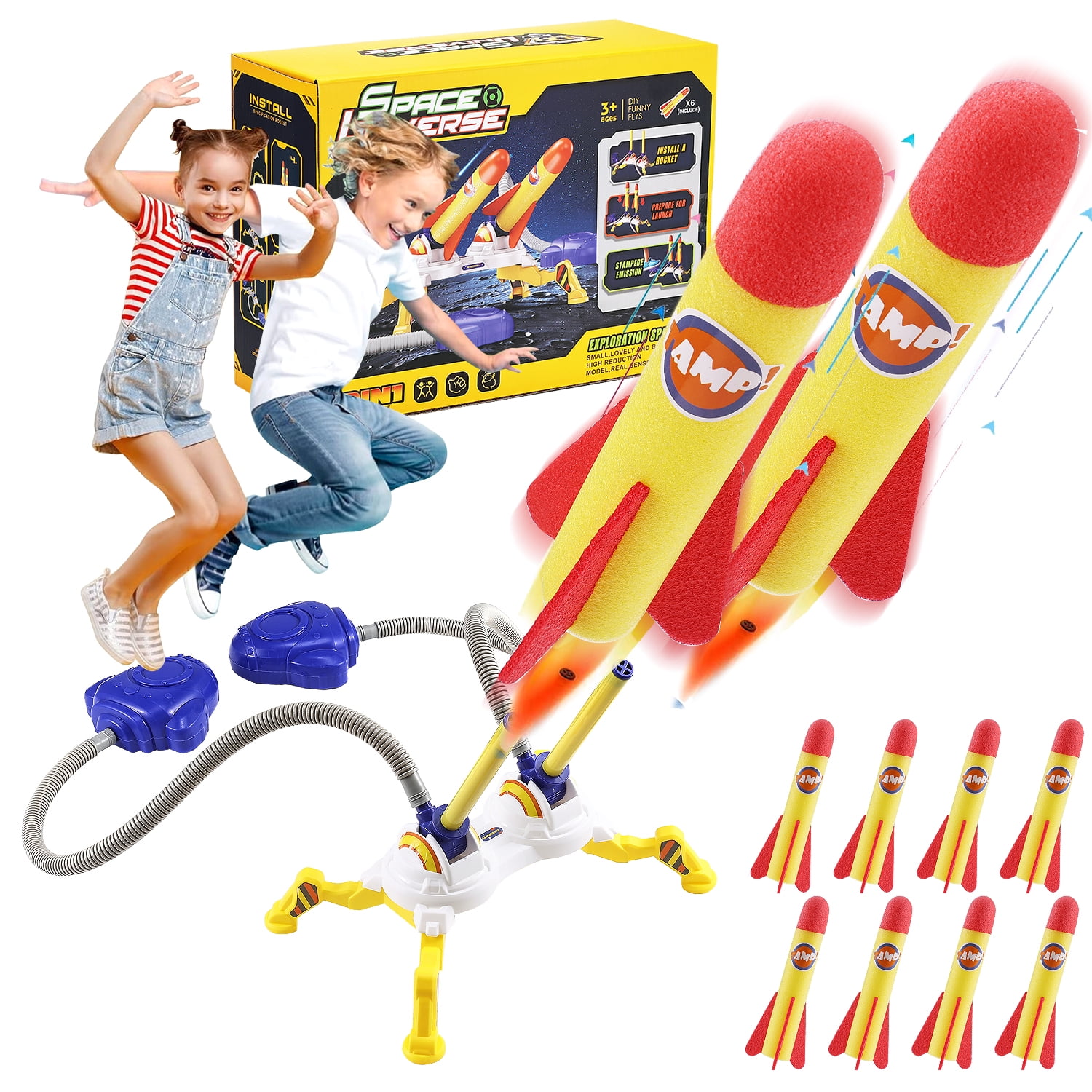 Anpro Toy Rocket Launcher Set for Kids, Rocket Outdoor Toys with 8