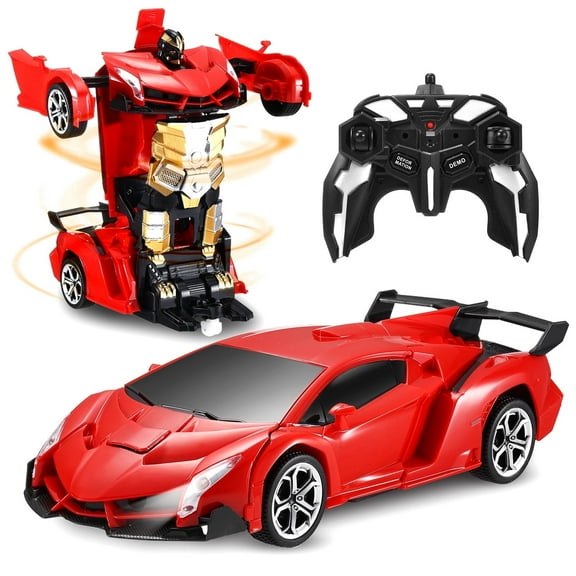 Anpro Transform RC Car Toy for Kids, 2.4Ghz 1:18 Scale Remote Control Car, Transforming Robot with One-Button Deformation 360° Rotation, Best Gift for Boys Girls, Red