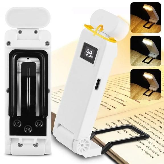 Anpro USB Rechargeable Book Light 9 LED, Mini Portable Clip-on Reading Light, 5 Brightness Levels Lighting & 3 Color Temperatures, Lamp head 90° rotation, up to 80 Hours Reading