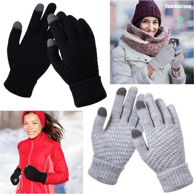 Anpro Winter Gloves for Women (2 Pairs ), Touchscreen Warm Knit Elastic