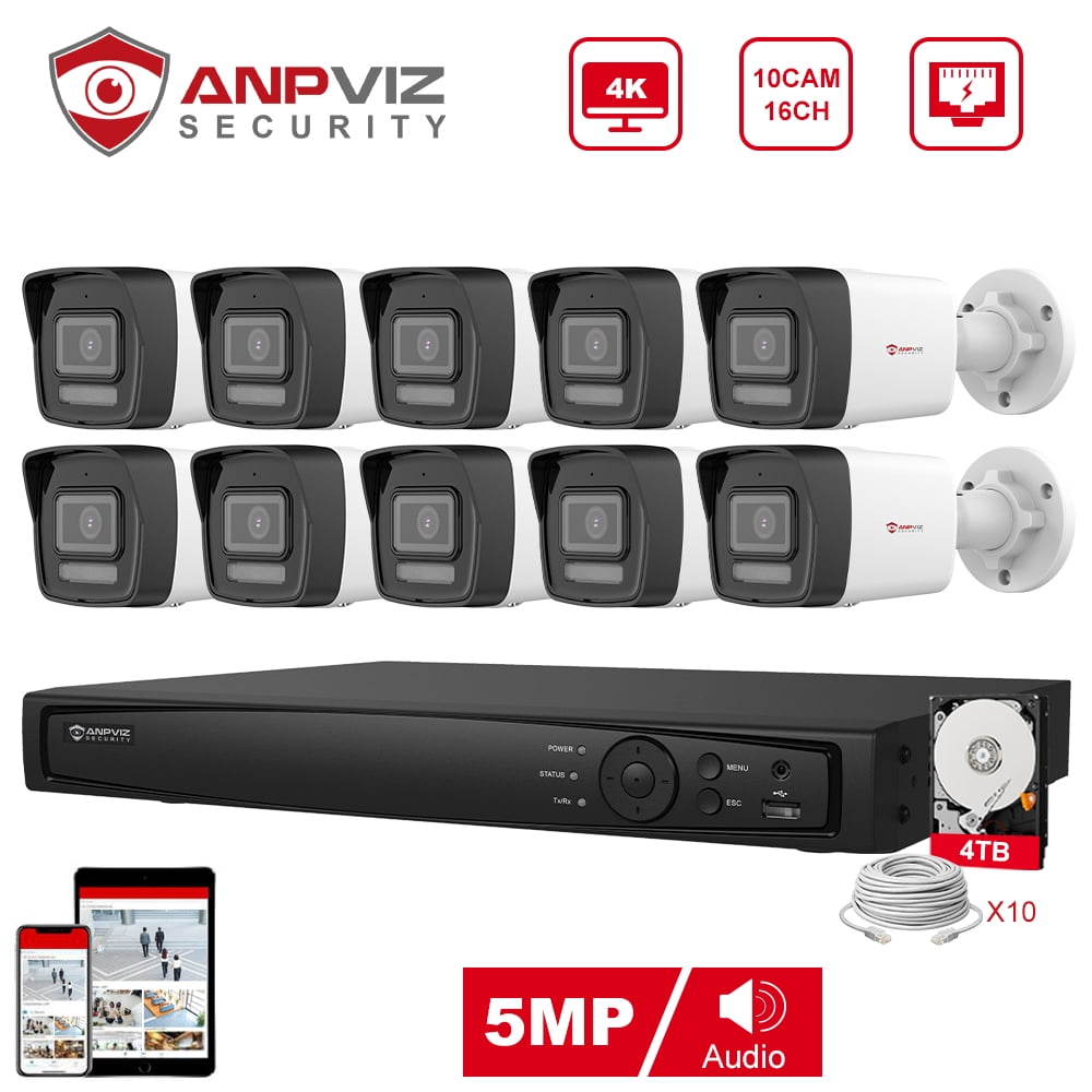 Anpviz 16CH 4K 5MP PoE Home Security Camera System, H.265+ NVR AI CCTV ...