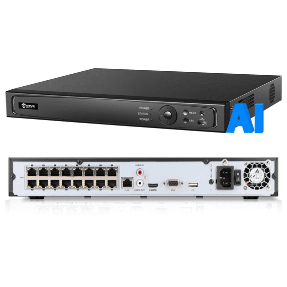 Anpviz 16CH POE NVR for Home Security Camera System with Motion Detection | 16 Channel Network Video Recorder Supports Anpviz 12MP/8MP/6MP/5MP/4MP Cams, Smart Playback,24/7 Recording