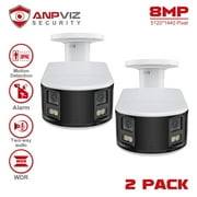 Anpviz 2pcs 8MP PoE Dual-Lens Bullet Security Camera, Panoramic 180 Ultra-Wide Angle, Full Metal Housing IP Camera Outdoor with Human/Vehicle Detection