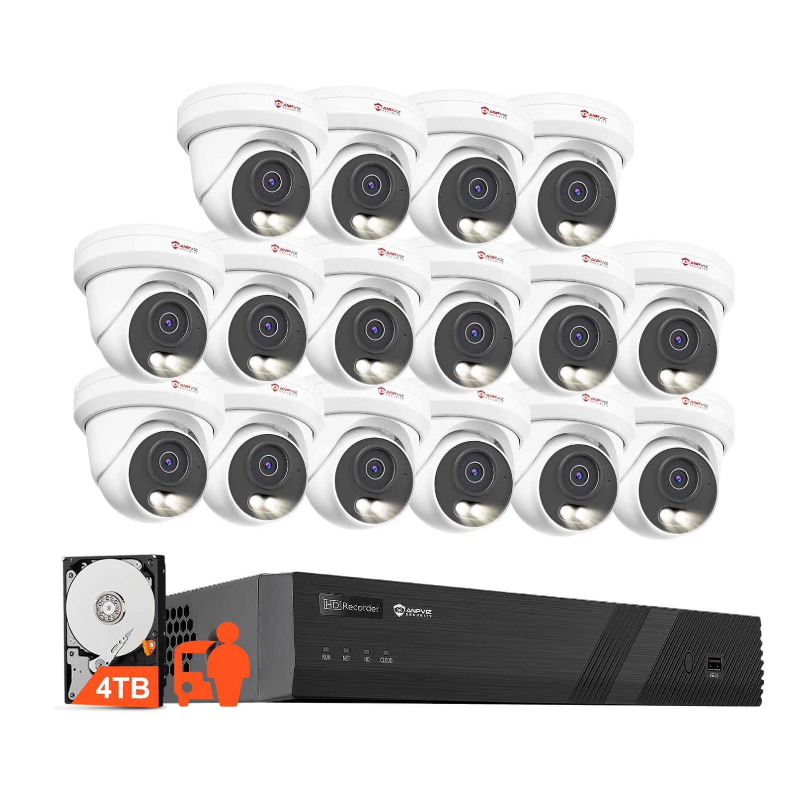 Anpviz 4K 16CH PoE Security Camera System, 16 Outdoor Waterproof 8MP IP ...