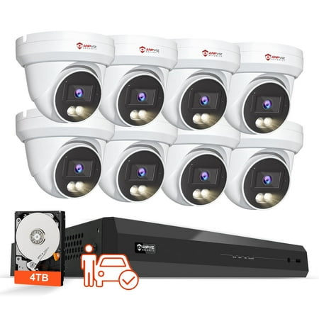Anpviz 4K 16CH PoE Security Camera System, 8pcs Wired 8MP PoE IP Cameras Outdoor with Person Vehicle Detection, 8MP 4K 16-CH NVR with 4TB HDD for 24/7 Recording