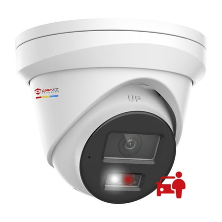 Anpviz 4K PoE IP Camera Outdoor, 8MP Smart Dual Light Turret Camera, Human/Vehicle Detection, 2.8mm Lens Wide Angle, Full Metal Housing, Built-in Mic, 120dB WDR, IP67 Waterproof, No Adapter
