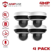 Anpviz 4PCS 4MP PTZ IP Camera Outdoor Security 4X Zoom Dome POE CCTV Surveillance SD Card Audio H.265 Motion Detection