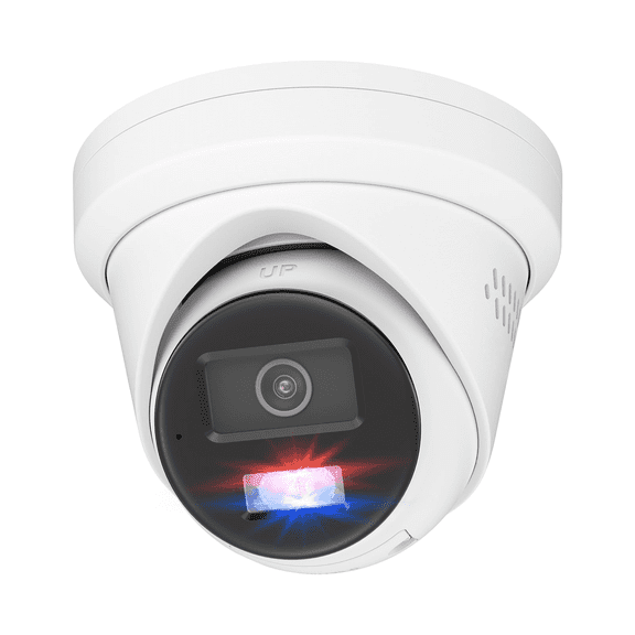 Anpviz 5MP Wired PoE IP Camera, Strobe Red & Blue Light and Audio Alarm, Metal Turret Security Camera Outdoor, Two Way Audio, Smart Dual Light, Human Vehicle Detection, IP67