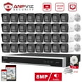 thumbnail image 1 of Anpviz 8CH 4K 8MP PoE Home Security Camera System, H.265+ NVR AI CCTV System and 32PCS 8MP IP Weatherproof Bullet Camera, Human Vehicle Detection, Night Vision (With 8TB HDD), 1 of 9