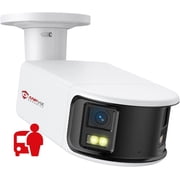 Anpviz 4K PoE Wide Angle Security Camera, Panoramic 180  IP Dual-Lens Bullet Camera Outdoor with AI Human/Vehicle Detection, Two Way Talk,Remote Control