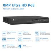 Anpviz AI 8MP 4CH POE NVR 8MP/6MP/5MP/4MP Smart AI POE Network Video Recorder - Supports up to 4 x 8MP POE Cameras, 4-Channel Power Over Ethernet Not Included HDD