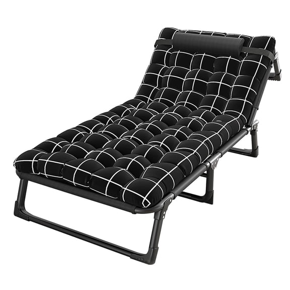 Anqbci Portable Folding Camping Cot Bed With Adjustable 4-Position Folding Lounge Chair, 2 Sided Mattress & Pillow S7