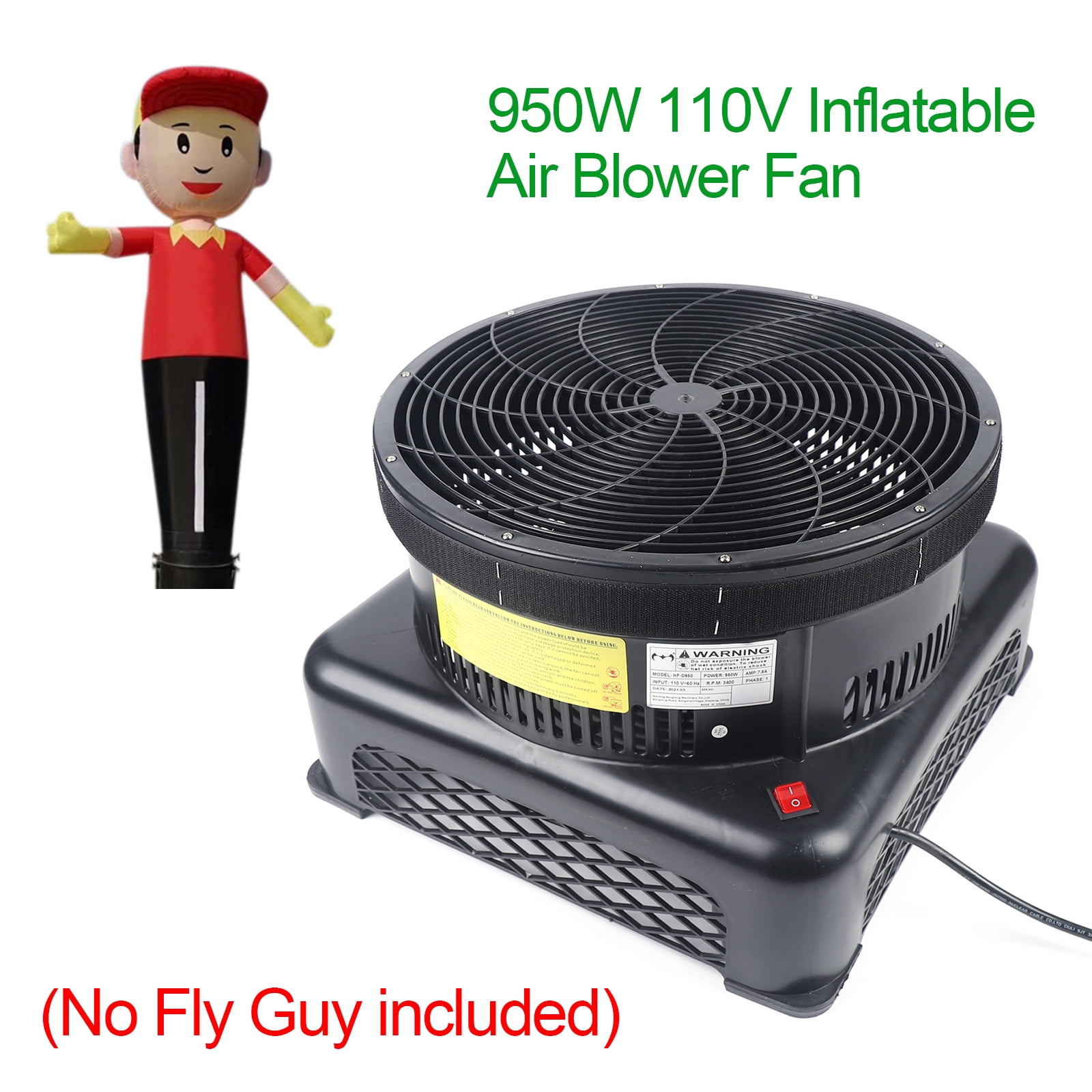 Anqidi 17.7 Inch Inflatable Fly Guy Air Blower Fan for Wind Dancer Tube Man Sky Air Puppet 950W 110V
