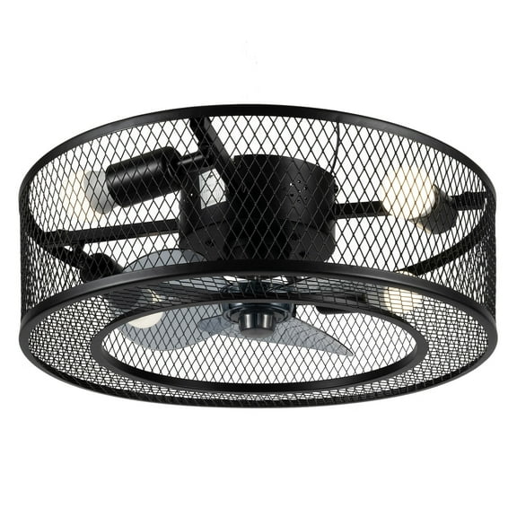 Anqidi 18 Rustic Black Metal Ceiling Fan with Light Kit and Remote Control