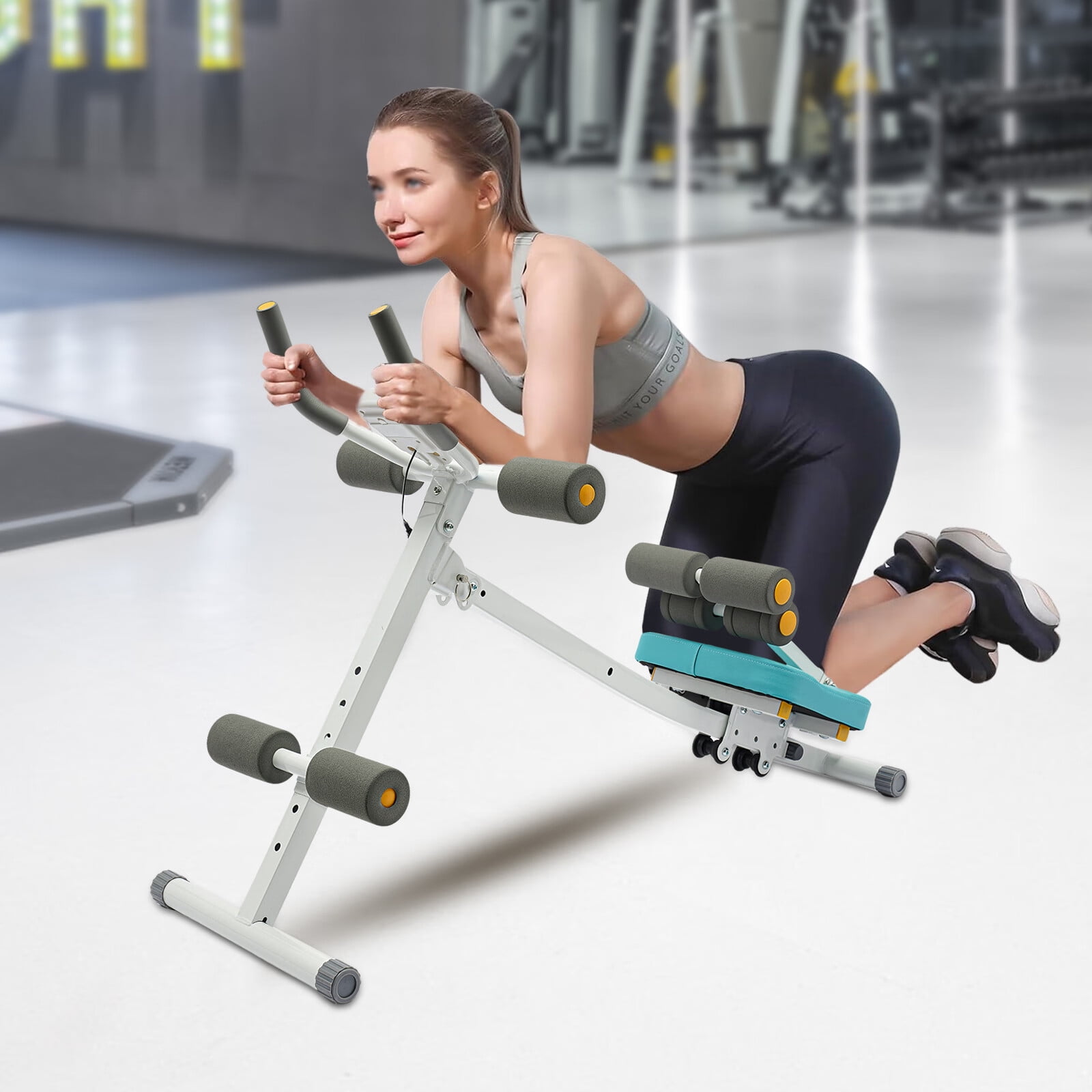 Anqidi 2 in 1 Abdominal Crunch Machine Sit Up Bench Core Ab Trainer Foldable Sit up Abdomen Workout Exercise Equipment w LCD