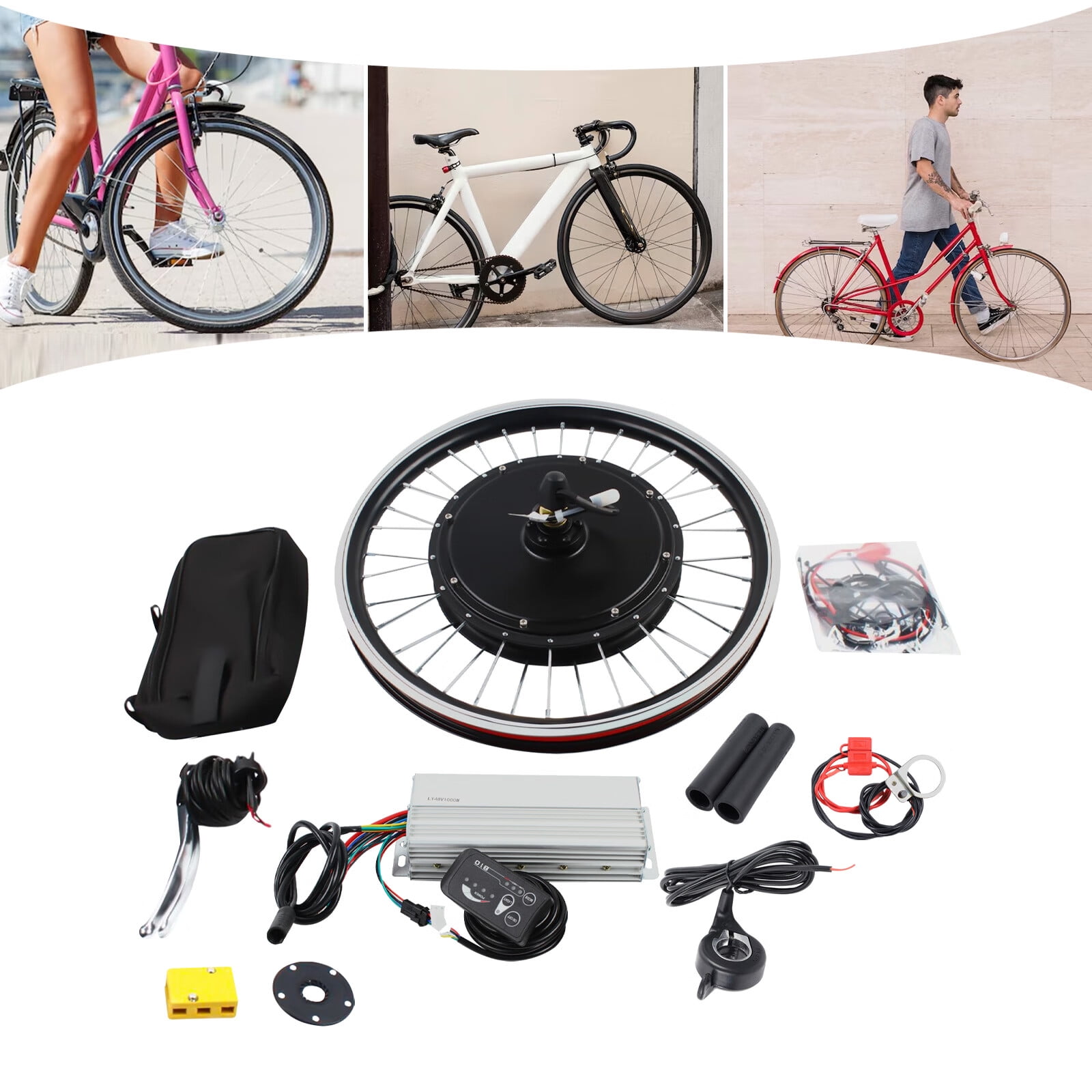 Anqidi 20 Inch EBike Front Wheel Conversion Kit Full Set LED Electric