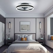 Anqidi 20'' Modern Invisible Blades Ceiling Fan with Tri-Color LED Light Round