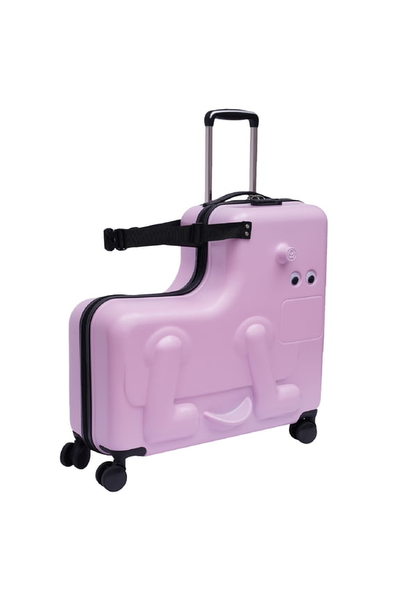 24" Pink Kids Ride On Suitcase Portable Universal Wheel Trolley Luggage Case Cute Dog-Shape Children Travel Suitcase w/Lock