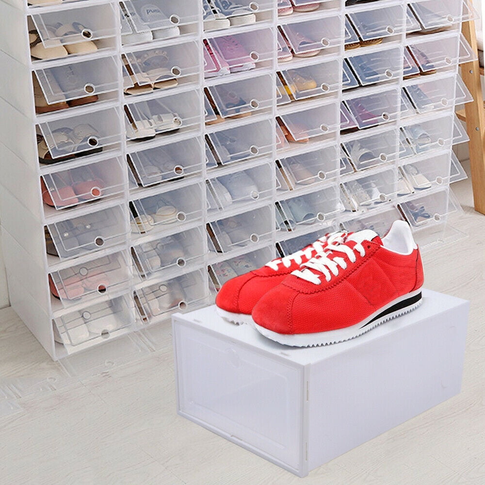 Anqidi 24Pcs Shoe Organizer, Foldable White Plastic Shoe Storage Boxes  12.99*9.06*5.51 In 
