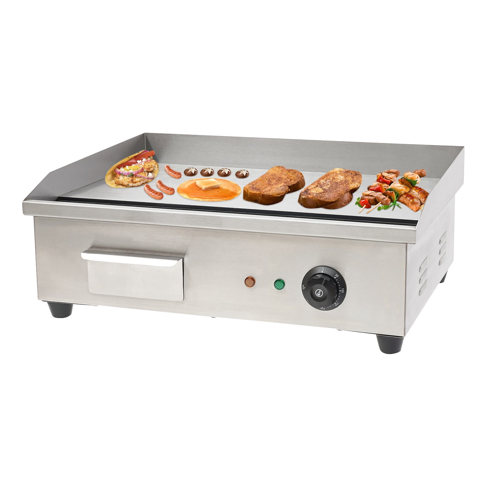 Anqidi 3000W Commercial Electric Teppanyaki Scoop Machine Countertop Griddle Grill Kitchen Stainless Steel Non-Stick Flat Top BBQ Grill Temperture Adjustable 110V