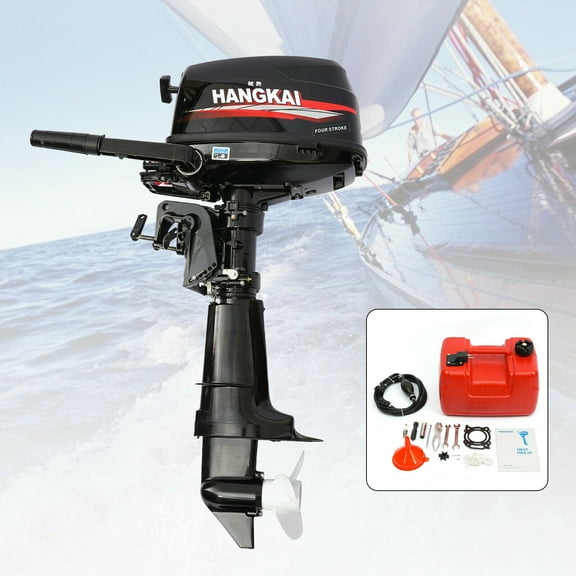 Anqidi 6.5HP 4 Stroke Outboard Motor 123CC Heavy Duty Boat Engine Fishing Boat Engine with Water Cooling System & CDI Ignition Tiller Control for Fishing Adventure