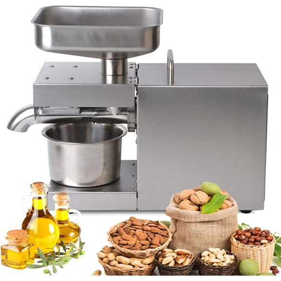 Anqidi Commercial Automatic Oil Press Machine, 600W Electric Stainless Steel Cold / Hot Oil Extractor for Peanut, Olive