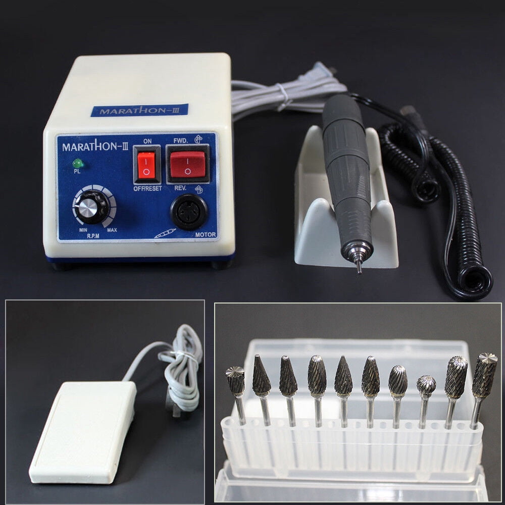 Anqidi Dental Lab MARATHON 35000Rpm Handpiece Electric Micromotor Polisher + 10 Drill
