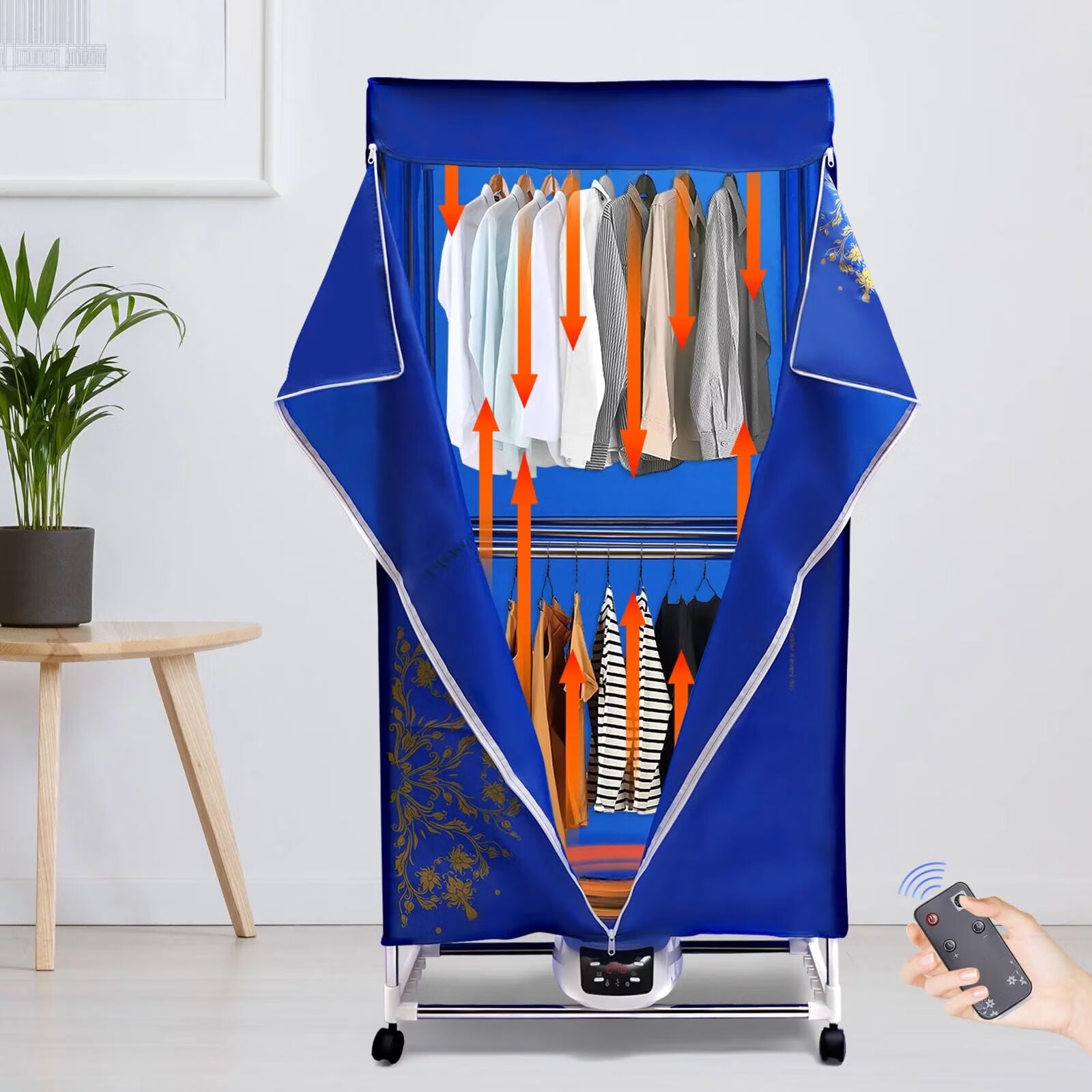 Anqidi Folding Portable Electric Clothes Dryer 2 Layer 3 Gear Timing  Laundry Drying Rack + Remote 1500W