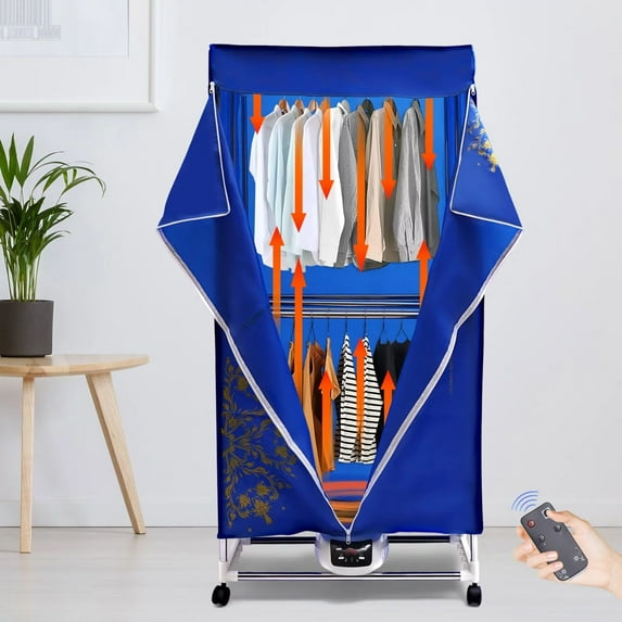 Anqidi Folding Portable Electric Clothes Dryer 2 Layer 3 Gear Timing Laundry Drying Rack + Remote 1500W