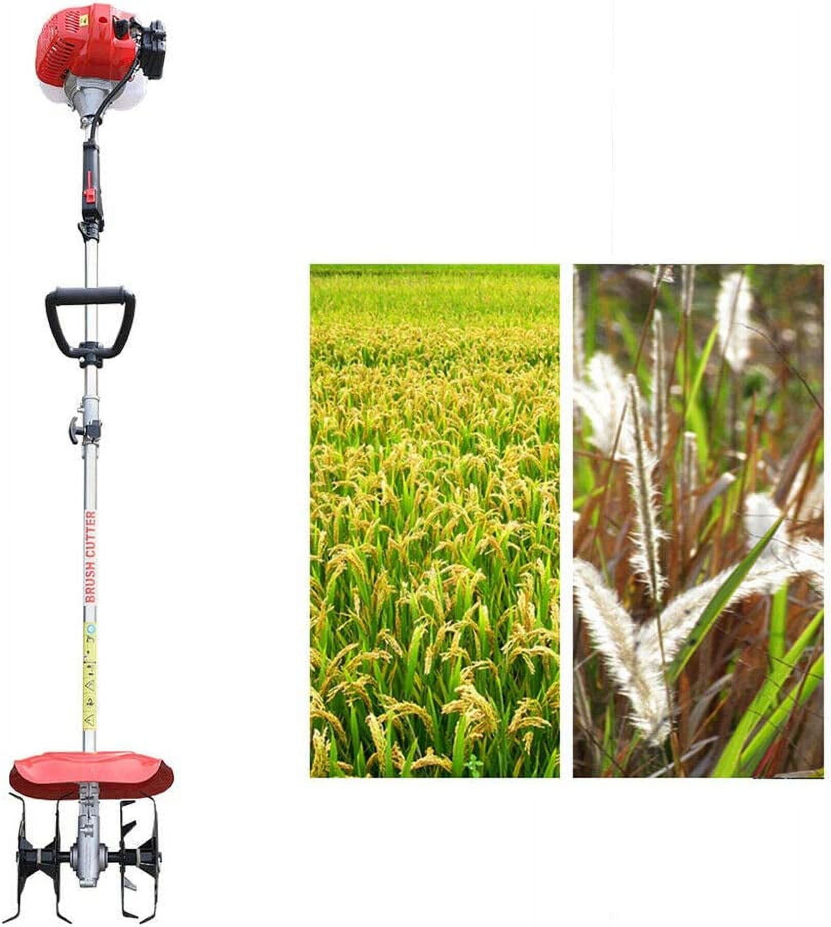 Fichiouy 42.7CC 2 Stroke Garden Lawn Soil Tiller, Micro Tillage Weeder Handheld Petrol Cultivator Gasoline Engine Air-Cooled Garden Tiller