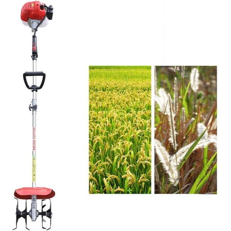 Fichiouy 42.7CC 2 Stroke Garden Lawn Soil Tiller, Micro Tillage Weeder Handheld Petrol Cultivator Gasoline Engine Air-Cooled Garden Tiller