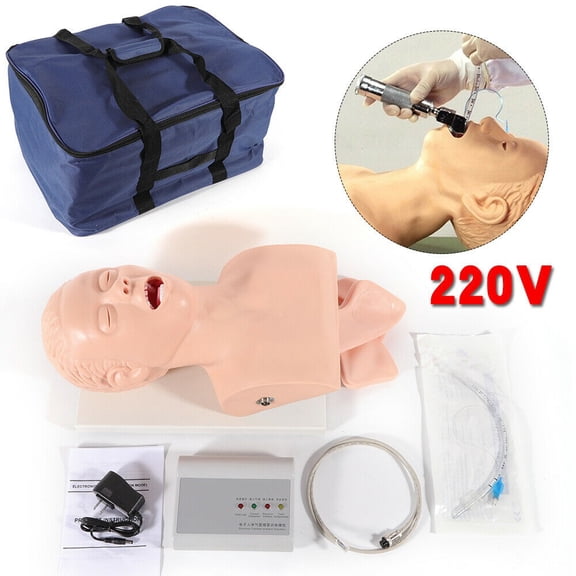 Anqidi PVC Intubation Manikin Study Teaching Model, Adult Oral Nasal Intubation Airway Management Trainer Tracheal Simulator 220V