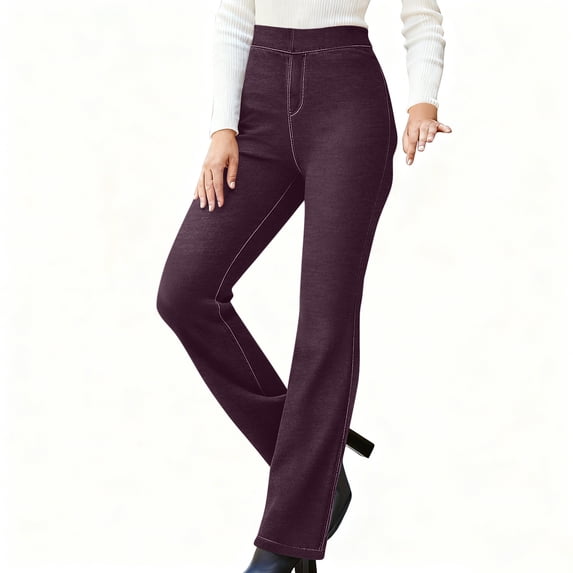 Antqov Jeans for Women, Solid Color High Waist Bell Bottom Jeans Flare Stretchy Jeans, Daily Fitness Lightweight Comfortable Casual Trendy Leggings Pants