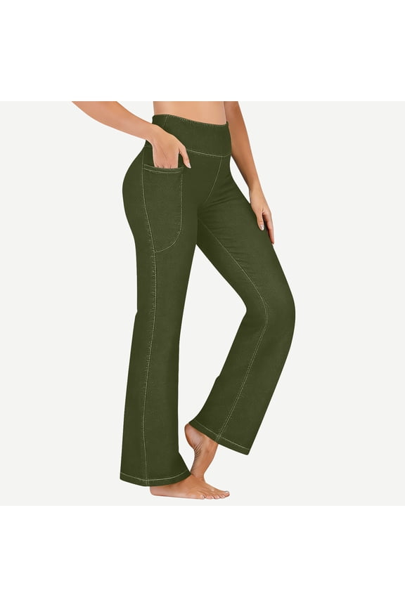 Jeans for Women, Solid Color High Waist Bell Bottom Jeans Flare Stretchy Jeans with Pockets, Daily Fitness Lightweight Comfortable Casual Trendy Leggings Pants