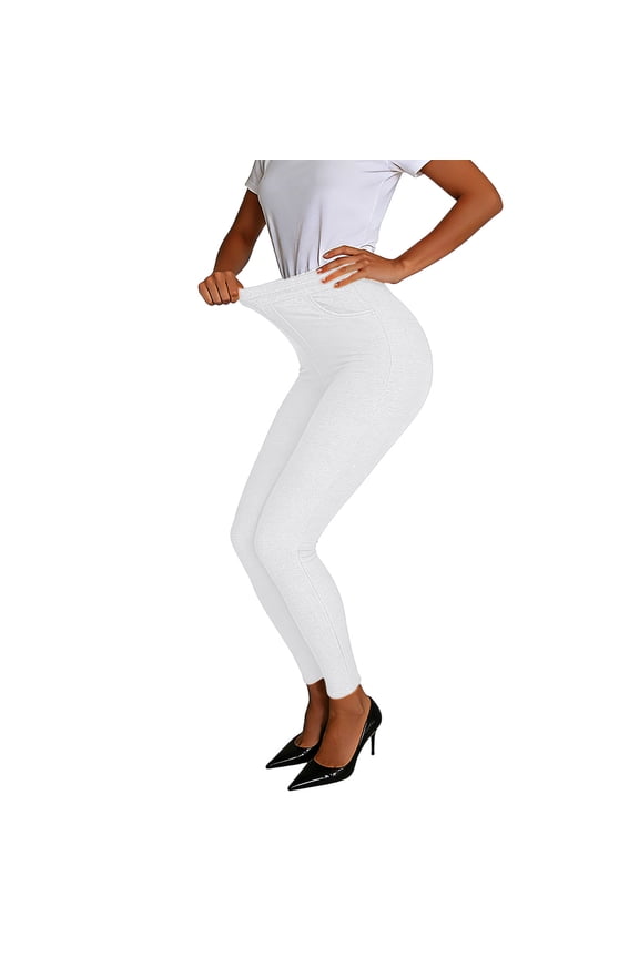 Jeans for Women, Solid Color High Waist Stretchy Skinny Curvy Jeans Tummy Control Jeggings with Pockets, Daily Fitness Fashion Lightweight Casual Jean Leggings