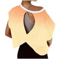 thumbnail image 1 of Anqov T Shirts for Women, Fashion Printed Gradient Short Sleeve Workout Shirts Open Back Tops, Daily Fitness Athletic Yoga Casual Crop Running Gym Tees, 1 of 5