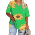thumbnail image 1 of Anqov T Shirts for Women, Plus Size Fashion Print V Neck Short Sleeve Loose Fitting Tops, Daily Vintage Oversized Comfortable Lightweight Casual Summer Shirt, 1 of 4