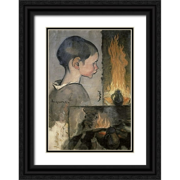 Anquetin, Louis 18x24 Black Ornate Wood Framed with Double Matting Museum Art Print Titled - Profile of a Child (Profil dEnfant)