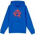 thumbnail image 1 of Anrachy Red Logo Adult Blue Long Sleeve Hoodie-Medium, 1 of 3
